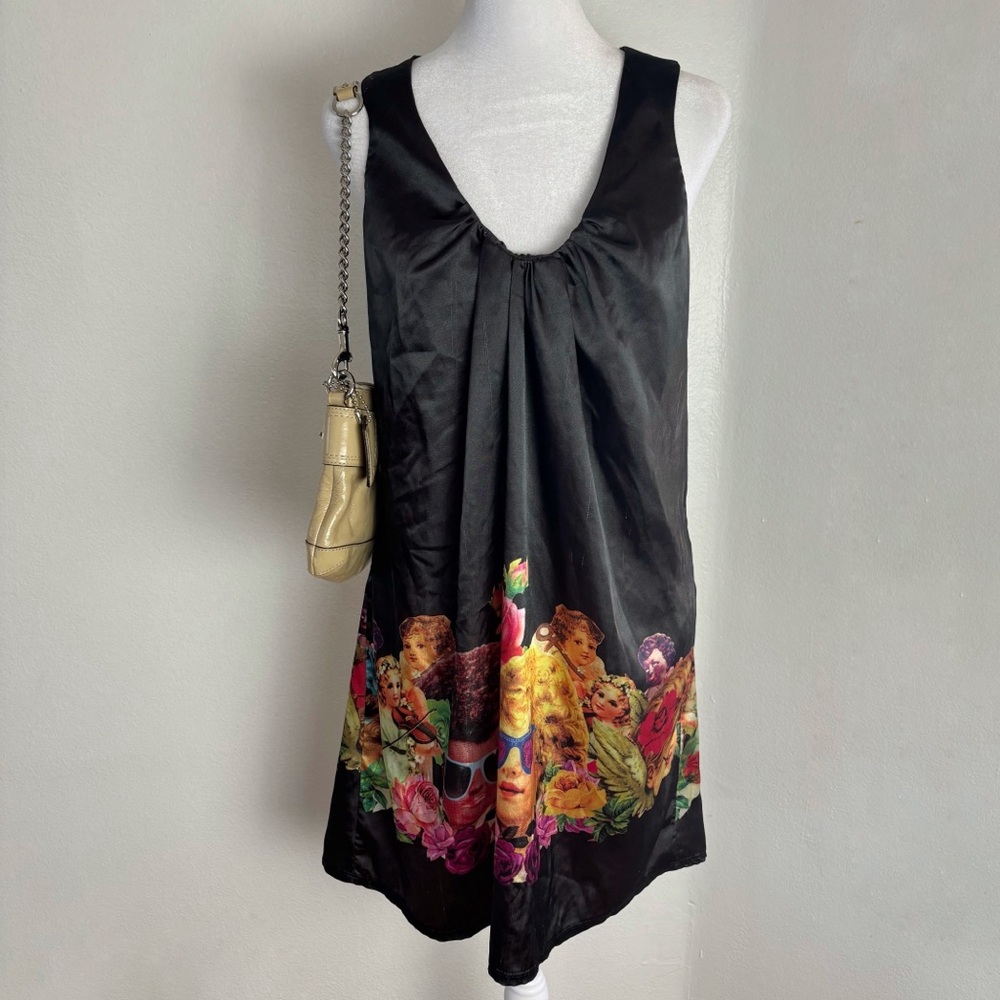 Paco Chicano by Christian Audigier Graphic Satin Dress - Size S